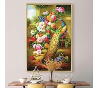 mantianhome Kit de point de croix sculpté paon et papillon, ensemble de 11CT-40x50CM avec outils de broderie