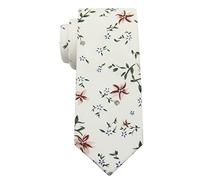 Mantieqingway Cravate Homme Coton Imprimé Floral Cravate Slim, Motif floral ivoire, M