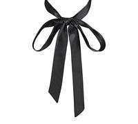 Mantieqingway Nœud papillon pour femme, ruban de satin pour fille, nœud papillon pour uniforme, école, mariage, cosplay, accessoire de t-shirt, noir, Medium