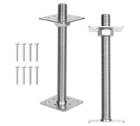 Mantigositeen 2x Support de poteau réglable en hauteur | 80x80x250 mm Argent | Pied de support galvanisé à chaud | Plaque de sol à visser pour carport, pergola, clôture