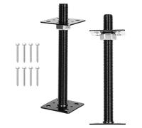 Mantigositeen 2x Support de poteau réglable en hauteur | 80x80x250 mm Noir | Pied de support galvanisé à chaud | Plaque de sol à visser pour carport, pergola, clôture