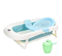 Mantigositeen Baignoire pliable, pour bébé, avec filet de baignoire et bouchon de température, portable, 50 l, pour nouveau-nés et enfants de 0 à 6 ans, antidérapante, pliable et antidérapante, verte