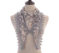 Mantilla Écharpe en dentelle pour femme avec pompons, châle triangulaire doux et respirant pour église, messe, mariage, baptême, première communion, 160 x 50 cm, noir (160 cm G)