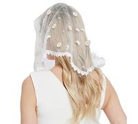 Mantilla Voile catholique en dentelle pour femme Couvre-tête en dentelle pour femme Voile triangle de masse latine, blanc, Taille unique
