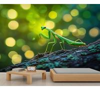 Mantis - Grand papier peint Mantis, papier peint mural insecte pour chambre à coucher, paysage naturel - 100 x 70 cm (ne pas décoller et coller)