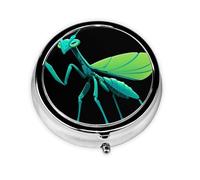 Mantis Mini pilulier rond phosphorescent, peut être mis dans un portefeuille, une poche, léger et pratique, 3 compartiments, pilulier portable,