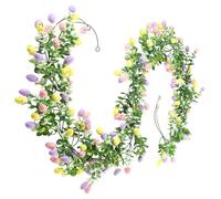 Mantle Easter Garland - 6.9 Feet Wood Beaded Hanging Garland, 2 Pieces Easter Artificial Egg Spring Garlands Decor Holiday Ornament for Party Wall Fireplace Mantel Stairs Window