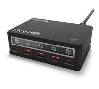 MANTO 110W Chargeur USB C avec écran LCD, 5 Ports Chargeur USB GaN avec 2 USB C et 3 USB A, Chargeur Rapide Station De Charge Multiple Compatible avec MacBook/Ordinateurs Portables/ iPad/iPhone/Galaxy