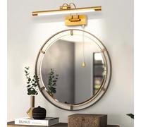 MantoLite 40CM 8W Applique Murale pour Tableaux et Vitrines, LED Miroir Salle de Bains Lumière Avec tête de Lampe Pivotante et Interrupteur Intérieur Éclairage, 3000K Laiton Lampes de Lecture