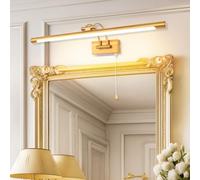 MantoLite 60CM 12W Applique Murale pour Tableaux et Vitrines, LED Miroir Salle de Bains Lumière Avec tête de Lampe Pivotante et Interrupteur Intérieur Éclairage, 3000K Laiton Lampes de Lecture