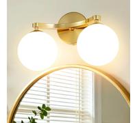 MantoLite Applique murale pour coiffeuse, applique murale LED contemporaine avec deux abat-jours sphériques, lampe de lecture/miroir pour l'éclairage intérieur (comprend 2 ampoules G9)