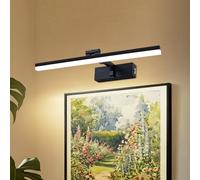 MantoLite LED Température de Couleur Réglable Applique Murale pour Tableaux et Vitrines, 40CM 8W Noir Brossée Lampes de Lecture Miroir Éclairage de Salle de Bain Avec Bras réglable 3000K/4500K/6000K