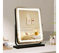MantoLite Miroir de maquillage éclairé, 40 cm, miroir de maquillage pivotant à 360°, 3 couleurs, commande tactile, blanc efficacité énergétique F].