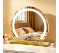 MantoLite Miroir de maquillage éclairé Miroir de maquillage éclairé 40 cm Miroir Hollywood de maquillage LED Luminosité réglable de maquillage éclairé pivotant à 360° de dressing doré
