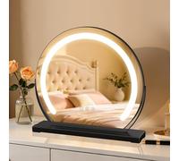 MantoLite Miroir Maquillage LED Rond 40cm Noir 3 Températures Éclairage | Miroir Maquillage Table Rond Tactile 360°. Grand Specchio Cosmetico LED, Luminosité Réglable pour Coiffeuse & Chambre