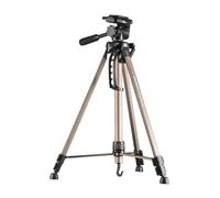 Mantona Basic Travel Pro II Trépied en Aluminium léger et Compact avec Plateau à dégagement Rapide, Hauteur 55 à 146 cm, Charge 3 kg, Poids léger 1,07 kg, Bronze avec Sac