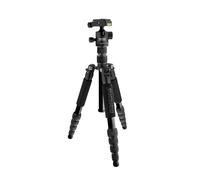 mantona Light Traveller Trépied de voyage en aluminium solide I Trépied léger pour appareil photo avec rotule et plaque amovible compatible Arca Swiss (Arca Swiss Compatible), 360° Panorama I Trépied photo en trépied et monopode Noir