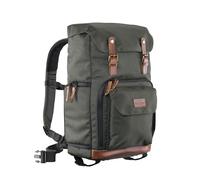Mantona Luis Photo rétro Sac à Dos en Cuir véritable avec Applications (pour 1 Appareil Photo Reflex, 3 Objectifs et Divers Accessoires Photo) Vert.