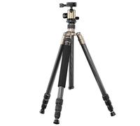 Mantona Trépied Titanium Carbon, Rotule & Sac pour trépied, Pour Trépied 159 cm max., Rotation 180° pour macrophotographie, 3 Pieds & Système de fixation rapide pour Arca Swiss