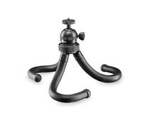 Mantona Mini Trépied 3 Pieds Polyvalent pour Appareil Photo, Smartphone, Caméra d'Action, GoPro, Noir, Compatible Galaxy S10 Plus, Hauteur 8-28 cm, avec Rotule et Support pour Smartphone