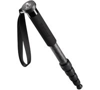 Mantona Pro One Monopode en carbone ultra-léger, hauteur réglable de 39 à 144 cm, poignée en mousse et dragonne, compact et robuste, avec accessoires, noir