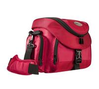 Mantona Sac photo Premium - accès rapide, sangle, protection poussière, pour hybrides et DSLR, rouge/noir