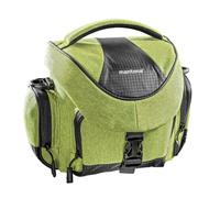 Mantona Sac photo Premium – Compatible avec DSLR & DSLM avec objectif, protection contre la poussière, bandoulière rembourrée, fermeture à clip, couleur vert