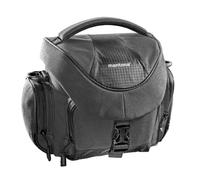 Mantona Sac photo Premium – Compatible avec DSLR & DSLM avec objectif, protection contre la poussière, bandoulière rembourrée, fermeture à clip, couleur anthracite