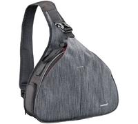Mantona Sac photo Triangel (Gris/Rouge, système de portage en bandoulière, compartiment trépied intégré) pour appareils photo hybride et reflex