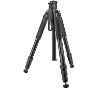 Mantona Trépied photo Wolverine L 284 en alu, trépied pour appareil photo jusqu’à 15 kg, hauteur réglable jusqu’à 166 cm, trépied avec pointes, niveau à bulle, lampe LED, usage en trépied ou monopode