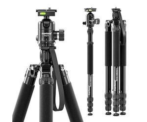 Mantona Wolverine L 284 + Onyx 8 Kit tête sphérique Trépied Photo avec tête en Aluminium et Plaque à Fixation Rapide Compatible Arca Swiss