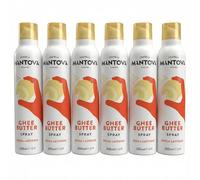 Mantova Ghee Butter Spray Family Pack 6 bouteilles de 200 ml, total 1200 ml - 100% Naturel, Léger et Facile - Économisez jusqu’à 90% - Spray et Nébuliseur pour Cuisine, Four, Poêle - Idée Cadeau