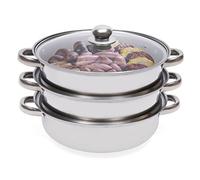 Mantovarka Cuiseur vapeur à 3 étages en acier inoxydable avec couvercle en acier inoxydable - Marmite à soupe bio - Cuisinière à induction