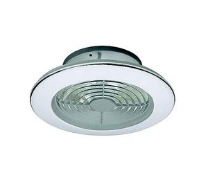 Mantra Iluminación. Modèle ALISIO MINI. Ventilateur et plafonnier de 52,5 cm de diamètre en couleur argentée. Source de lumière LED 70 W 2700 K-5000 K 4 900 lm. Ventilateur 30 W