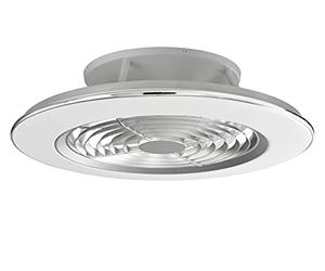 Mantra Iluminación Modèle ALISIO Ventilateur et plafonnier de 63 cm de diamètre de couleur argentée. Source de lumière LED 70 W 2 700 K - 5 000 K 4 900 lm. Ventilateur 35 W.