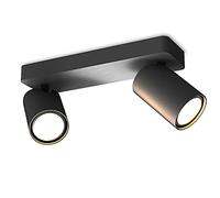 Mantra Iluminación. Modèle SAL Réglette de plafond avec 2 spots fabriquée en aluminium finition noir mat