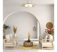 Mantra Iluminación Ventilateur de plafond LED Flower, bois, moteur à courant continu, silencieux, dimmable, bois clair, Salon / Salle à manger, Matière Plastique, Moderne
