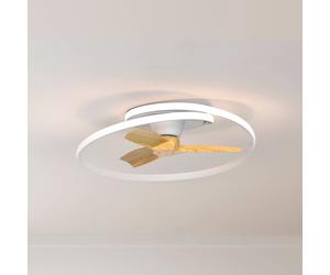 Mantra Iluminación Ventilateur de plafond LED Ocean blanc/bois, courant continu, silencieux, Ø 78 Ocean, dimmable, bois clair, Salon / Salle à manger, Matière Plastique, Moderne