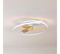 Mantra Iluminación Ventilateur de plafond LED Ocean blanc/bois, courant continu, silencieux, Ø 78 Ocean, dimmable, bois clair, Salon / Salle à manger, Matière Plastique, Moderne