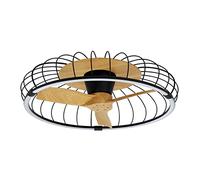 Mantra Nature Plafonnier LED à intensité variable et ventilateur réversible 30 W CC, télécommande noir/bois et contrôle APP