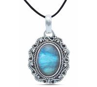 mantraroma Collier pendentif en argent 925 avec pierre précieuse labradorite verte et bleue, pendentif pour femme en argent sterling, cadeau (MAH-106-05)