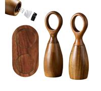 Manu Moulin à poivre et sel en bois 2 pièces réglables en céramique | Moulin à sel et poivre pour assaisonner les tables de dîner, la cuisine | Grain de bois naturel avec rotor résistant