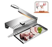 Manual Bone Meat Cutter, Stainless Steel Ribs Chicken Slicer Heavy Duty Cutting Machine, Bone Chopper with Meat Tray for Lamb Chops Pork Beef Fish Vegetable BBQ(Size:Milieu)