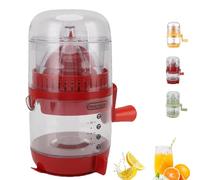 Manual Hand Crank Juicer - Portable Orange Squeezer Manual, 400ml Hand-Cranked Orange Lemon Squeezer, with Calibrated Container， Suitable for all kinds of fruits (Red)