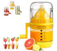 Manual Hand Crank Juicer - Portable Orange Squeezer Manual, Versatile Citrus & Fruit Squeezer with Suction Base,for Oranges, Lemons & More Hand Operated Fruit Juice Press (yellow)
