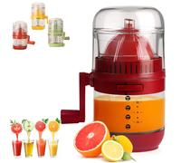 Manual Hand Crank Juicer - Portable Orange Squeezer Manual, Versatile Citrus & Fruit Squeezer with Suction Base,for Oranges, Lemons & More Hand Operated Fruit Juice Press (red)