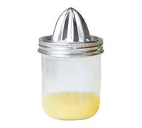 Manual Juicer Stainless Steel - Portable Lemon Press Extractor, Heavy Duty Citrus with Glass Collection Jar, Easy Grip Tool | Kitchen Fruit Juicing, Travel Camping Use, Cocktail Mixing