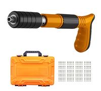 Manual Mini Pistolet À Ongles En Acier 4 Gears Power Adjustable Rivet Tool Ceiling Wall Anchor Wire Slotting Device Home Wall Fastener Metalworking Gun Tool with 100 Pcs Round Nails