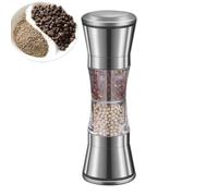 Manual Pepper Grinder Set - Salt And Pepper Grinder | 2 In 1 Refillable Stainless Steel Combo Shakers | Adjustable Coarse Salts Peppers Mills | Tall Salts And Pepperr Shakers, Peppers Mill & Salt Mil