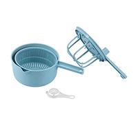 Manual Salad Spinner & Vegetable Washer | 5 - in - 1 Kitchen Tool for Washing and Drying Greens/Fruits/Rice | Non - BPA Plastic, Detachable Basket, Ergonomic Handle (Blue)